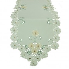 Xia Home Fashions Emerald Daisy Embroidered Cutwork Table Runner XIAH1275